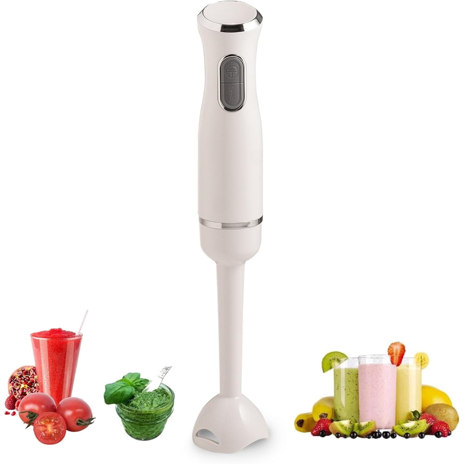 Innoliving Frullatore a Immersione INN-880, Potenza 400W, 2 Velocità con Tasto Turbo, Gambo Removibile, Lame in Acciaio INOX, Anello per Appendere, Potente e Versatile Gambo in Plastica